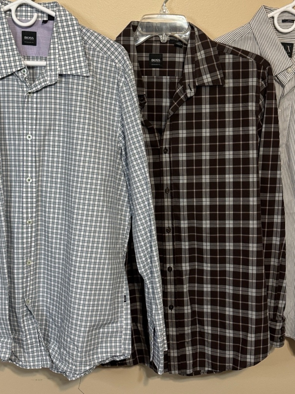 (2 BOSS 1 Armani Exchange) Three Men's Long-Sleeve Dress Shirts Size XL